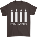 Four Candles Fork Handles Funny Two Ronnies Mens T-Shirt Cotton Gildan Dark Chocolate