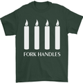 Four Candles Fork Handles Funny Two Ronnies Mens T-Shirt Cotton Gildan Forest Green