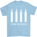 Four Candles Fork Handles Funny Two Ronnies Mens T-Shirt Cotton Gildan Light Blue