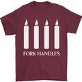 Four Candles Fork Handles Funny Two Ronnies Mens T-Shirt Cotton Gildan Maroon