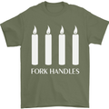 Four Candles Fork Handles Funny Two Ronnies Mens T-Shirt Cotton Gildan Military Green