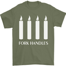 Four Candles Fork Handles Funny Two Ronnies Mens T-Shirt Cotton Gildan Military Green