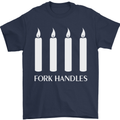 Four Candles Fork Handles Funny Two Ronnies Mens T-Shirt Cotton Gildan Navy Blue