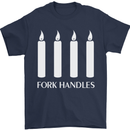 Four Candles Fork Handles Funny Two Ronnies Mens T-Shirt Cotton Gildan Navy Blue