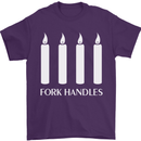 Four Candles Fork Handles Funny Two Ronnies Mens T-Shirt Cotton Gildan Purple