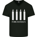 Four Candles Fork Handles Funny Two Ronnies Mens V-Neck Cotton T-Shirt Black