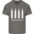 Four Candles Fork Handles Funny Two Ronnies Mens V-Neck Cotton T-Shirt Charcoal