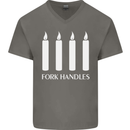 Four Candles Fork Handles Funny Two Ronnies Mens V-Neck Cotton T-Shirt Charcoal