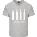 Four Candles Fork Handles Funny Two Ronnies Mens V-Neck Cotton T-Shirt Sports Grey