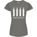 Four Candles Fork Handles Funny Two Ronnies Womens Petite Cut T-Shirt Charcoal