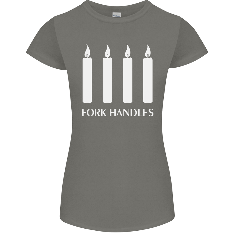 Four Candles Fork Handles Funny Two Ronnies Womens Petite Cut T-Shirt Charcoal