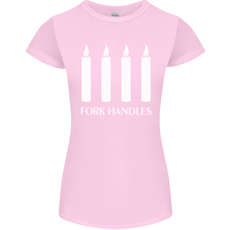 Four Candles Fork Handles Funny Two Ronnies Womens Petite Cut T-Shirt Light Pink