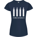 Four Candles Fork Handles Funny Two Ronnies Womens Petite Cut T-Shirt Navy Blue