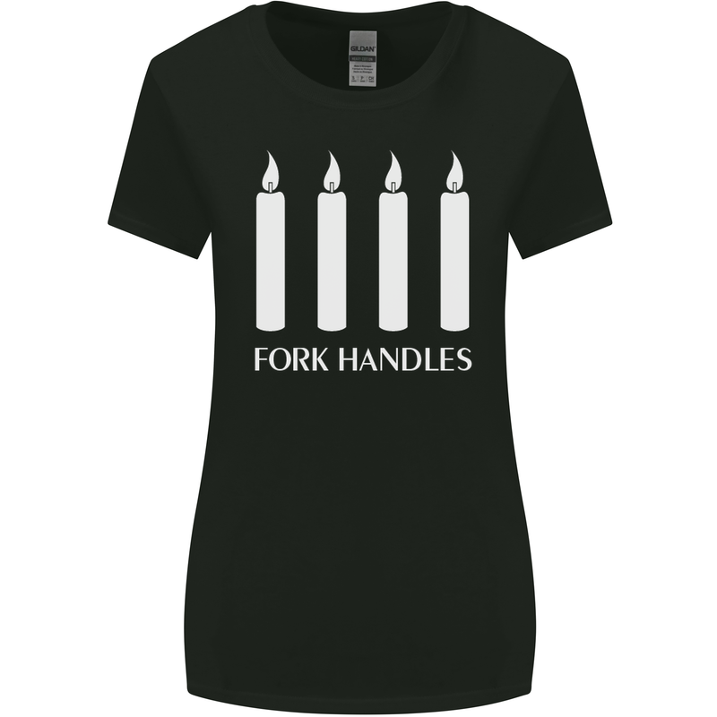Four Candles Fork Handles Funny Two Ronnies Womens Wider Cut T-Shirt Black
