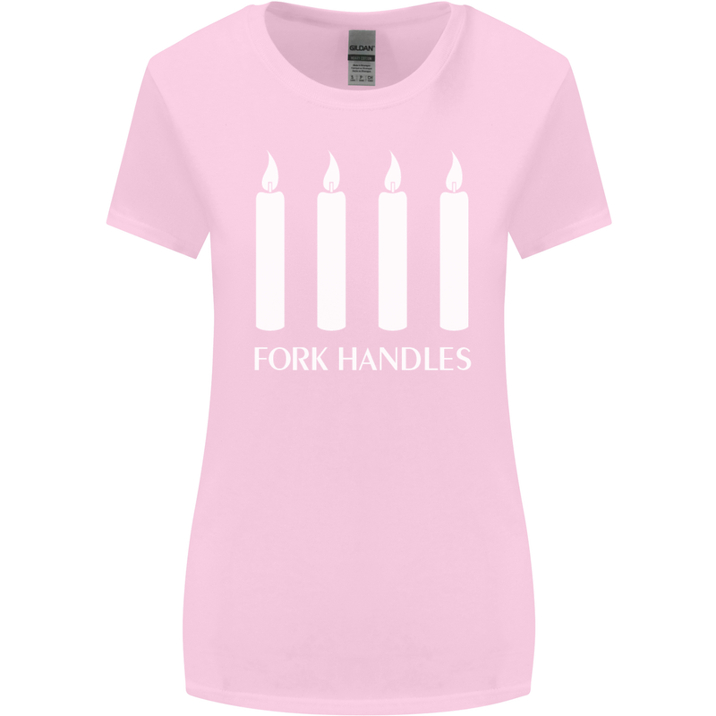 Four Candles Fork Handles Funny Two Ronnies Womens Wider Cut T-Shirt Light Pink
