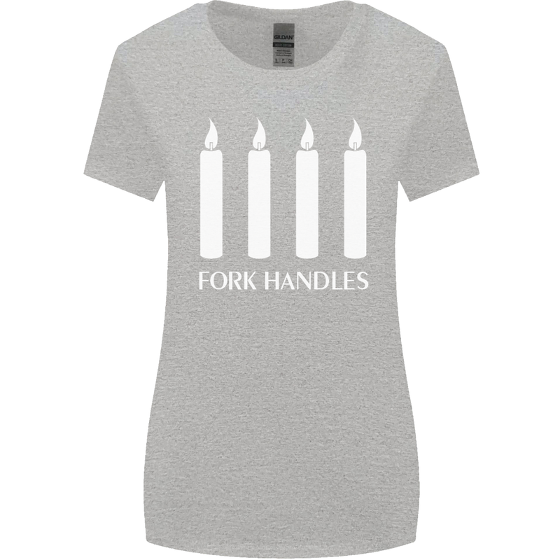 Four Candles Fork Handles Funny Two Ronnies Womens Wider Cut T-Shirt Sports Grey