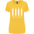 Four Candles Fork Handles Funny Two Ronnies Womens Wider Cut T-Shirt Yellow