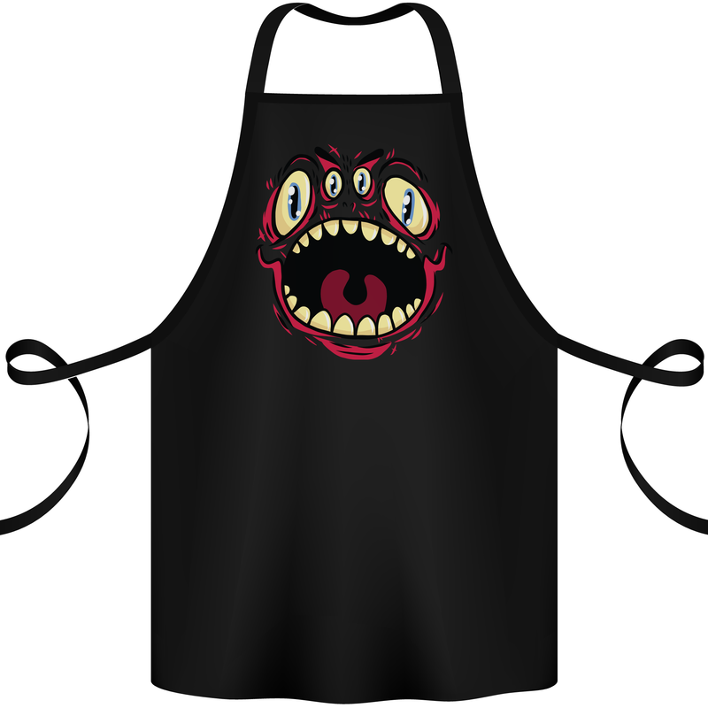 Four Eyed Scary Monster Halloween Cotton Apron 100% Organic Black