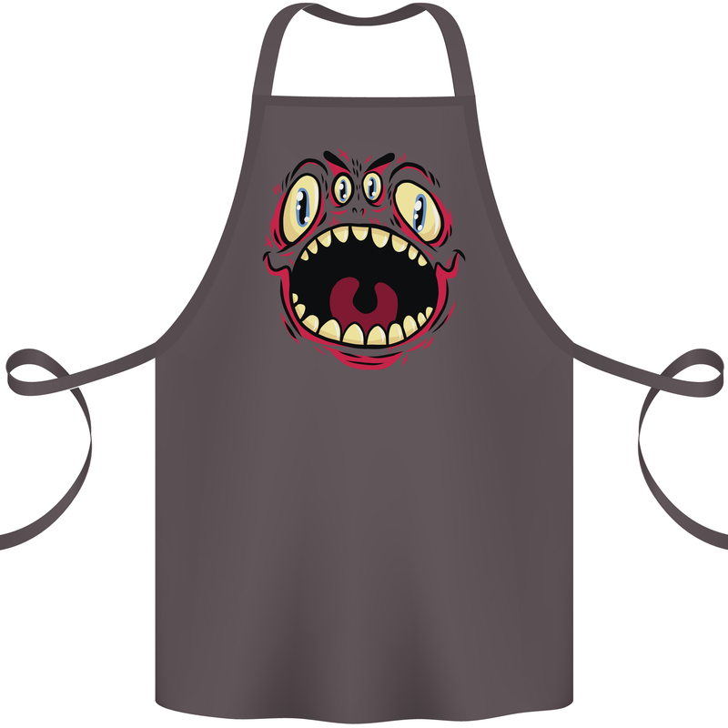 Four Eyed Scary Monster Halloween Cotton Apron 100% Organic Dark Grey