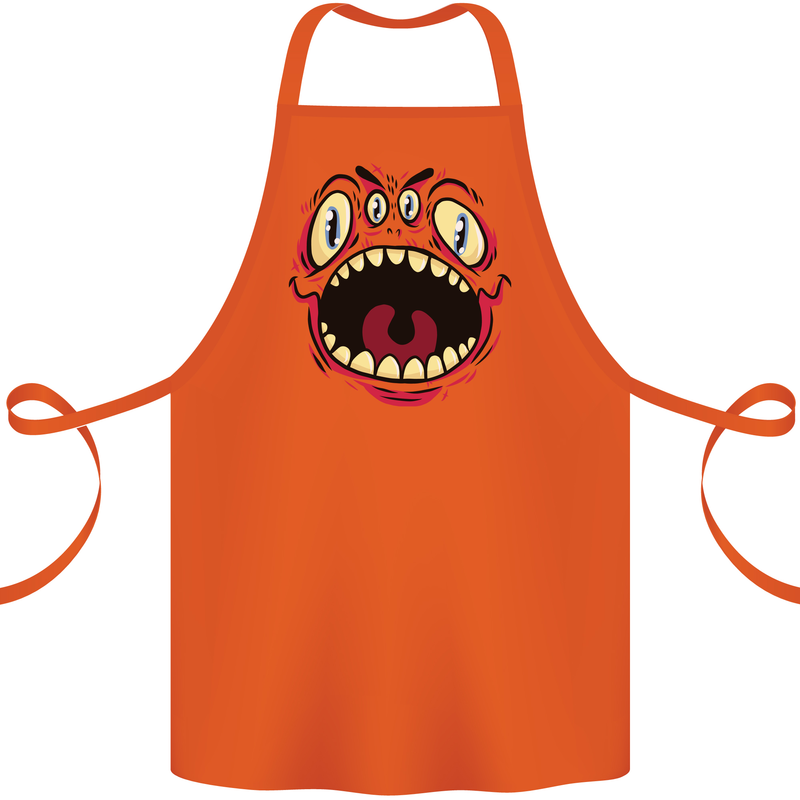 Four Eyed Scary Monster Halloween Cotton Apron 100% Organic Orange