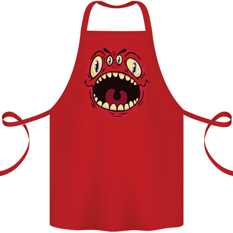 Four Eyed Scary Monster Halloween Cotton Apron 100% Organic Red