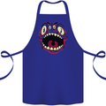 Four Eyed Scary Monster Halloween Cotton Apron 100% Organic Royal Blue