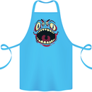 Four Eyed Scary Monster Halloween Cotton Apron 100% Organic Turquoise