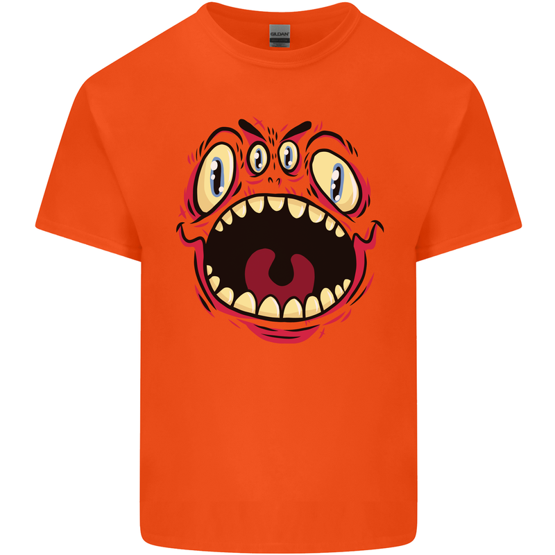 Four Eyed Scary Monster Halloween Kids T-Shirt Childrens Orange