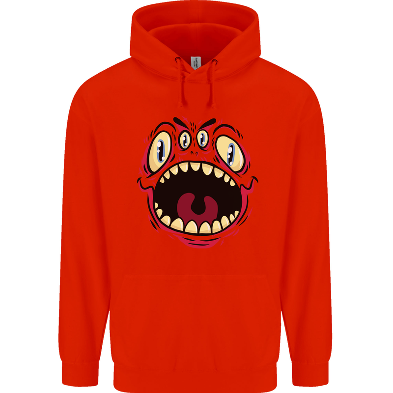 Four Eyed Scary Monster Halloween Mens 80% Cotton Hoodie Bright Red