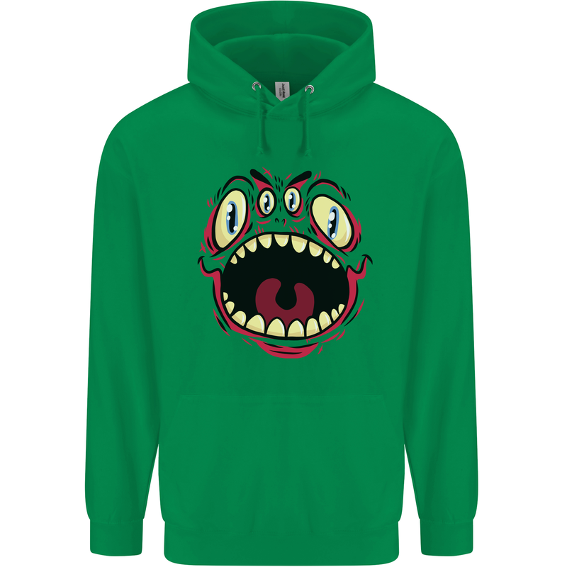 Four Eyed Scary Monster Halloween Mens 80% Cotton Hoodie Irish Green