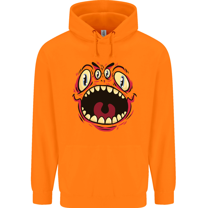Four Eyed Scary Monster Halloween Mens 80% Cotton Hoodie Orange