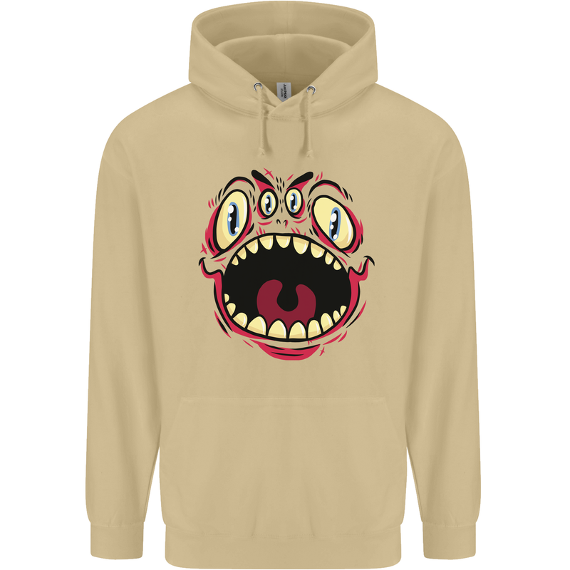 Four Eyed Scary Monster Halloween Mens 80% Cotton Hoodie Sand