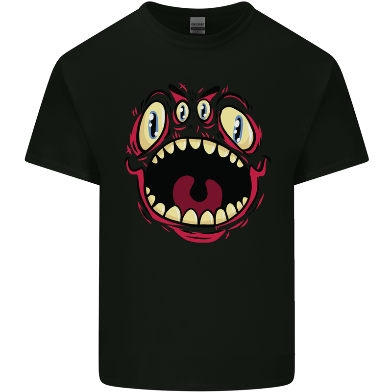 Four Eyed Scary Monster Halloween Mens Cotton T-Shirt Tee Top Black