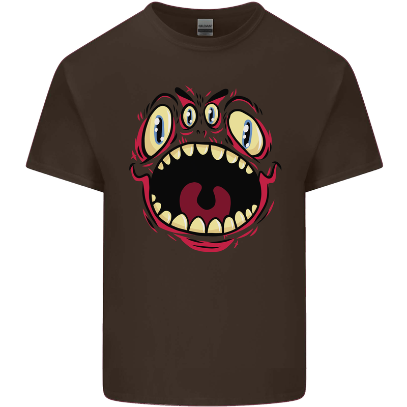 Four Eyed Scary Monster Halloween Mens Cotton T-Shirt Tee Top Dark Chocolate