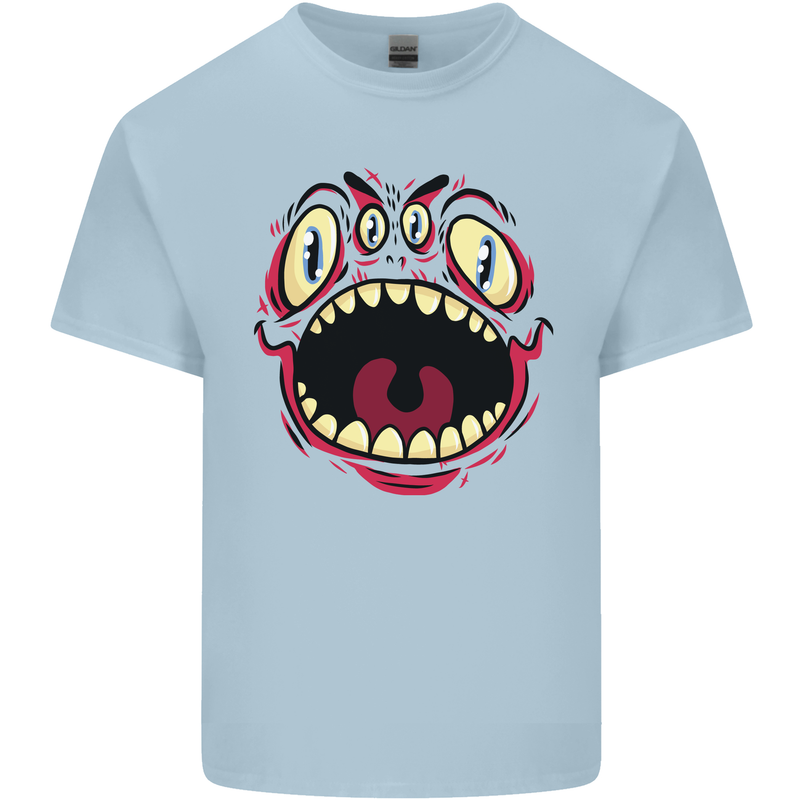 Four Eyed Scary Monster Halloween Mens Cotton T-Shirt Tee Top Light Blue