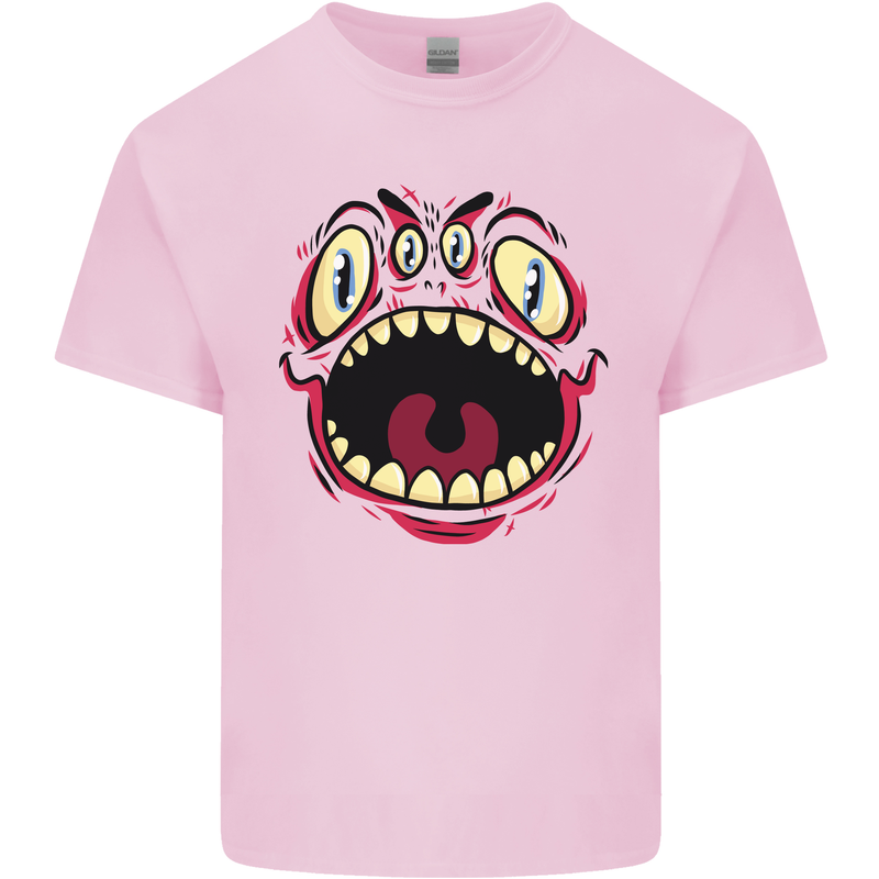 Four Eyed Scary Monster Halloween Mens Cotton T-Shirt Tee Top Light Pink