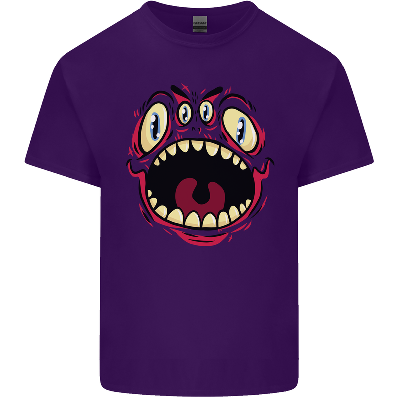 Four Eyed Scary Monster Halloween Mens Cotton T-Shirt Tee Top Purple
