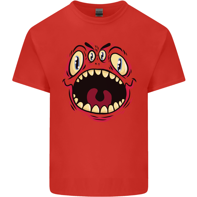 Four Eyed Scary Monster Halloween Mens Cotton T-Shirt Tee Top Red