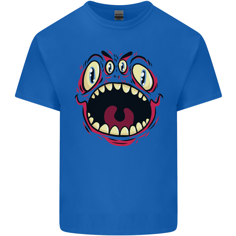 Four Eyed Scary Monster Halloween Mens Cotton T-Shirt Tee Top Royal Blue
