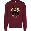 Four Eyed Scary Monster Halloween Mens Sweatshirt Jumper Maroon