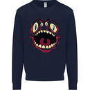 Four Eyed Scary Monster Halloween Mens Sweatshirt Jumper Navy Blue