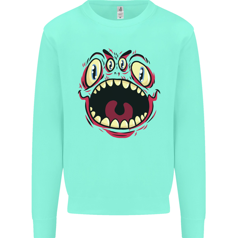 Four Eyed Scary Monster Halloween Mens Sweatshirt Jumper Peppermint