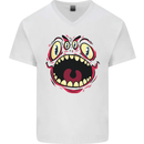 Four Eyed Scary Monster Halloween Mens V-Neck Cotton T-Shirt White