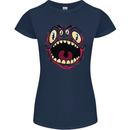 Four Eyed Scary Monster Halloween Womens Petite Cut T-Shirt Navy Blue