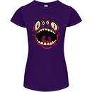 Four Eyed Scary Monster Halloween Womens Petite Cut T-Shirt Purple