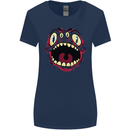 Four Eyed Scary Monster Halloween Womens Wider Cut T-Shirt Navy Blue