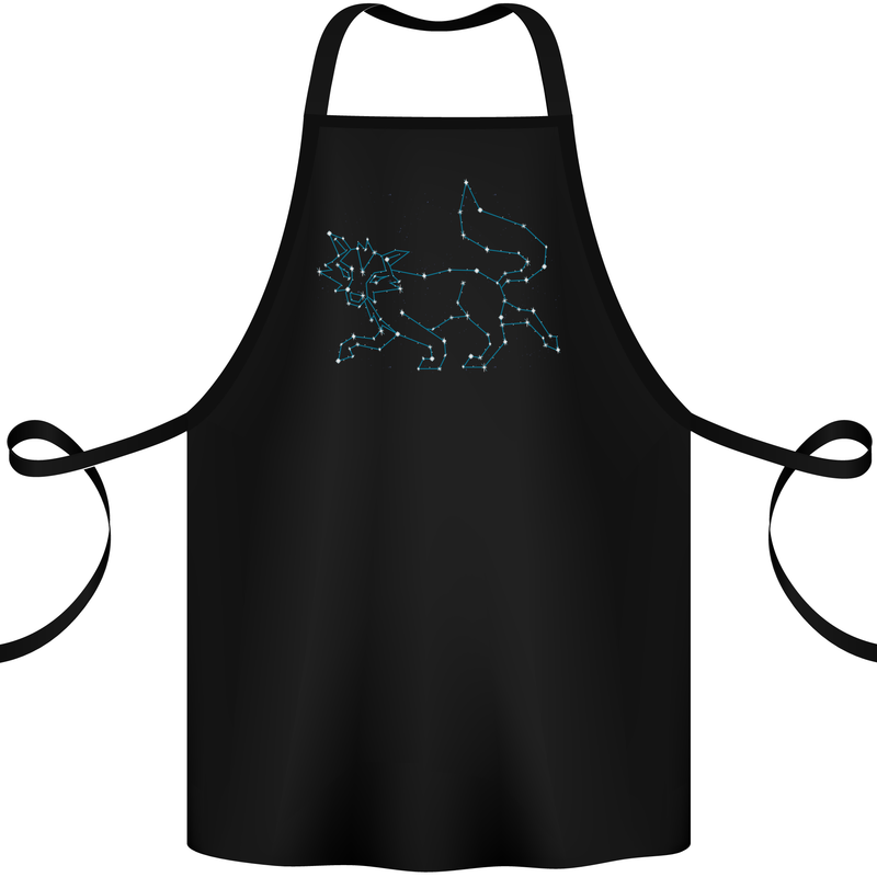 Fox Celtic Zodiac Sign Cotton Apron 100% Organic Black