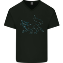 Fox Celtic Zodiac Sign Mens V-Neck Cotton T-Shirt Black