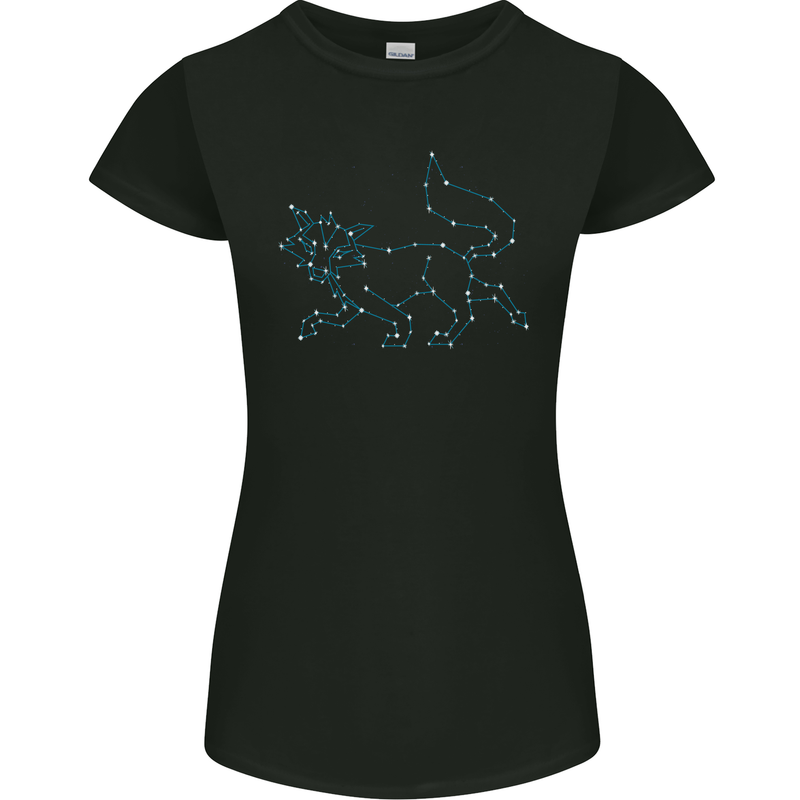 Fox Celtic Zodiac Sign Womens Petite Cut T-Shirt Black