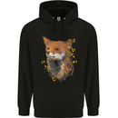Fox Watercolour Mens 80% Cotton Hoodie Black